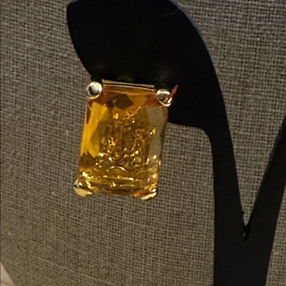 Joan Rivers Gold-Tone Yellow Gem Earrings - Picture 2 of 5